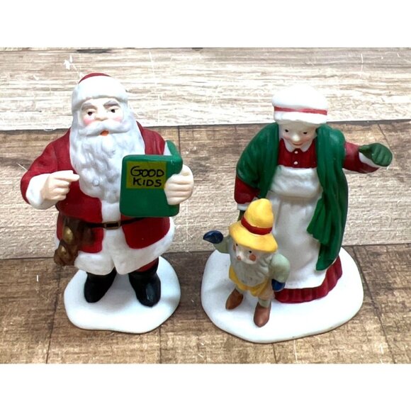 Dept 56 Snow Village Collection Santa & Mrs. Claus Handpainted Porcelain Figures - Picture 1 of 4